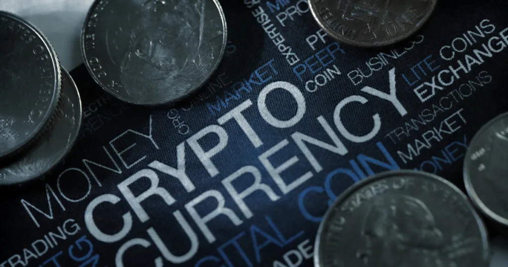 Fiat coins on cryptocurrency-themed background highlighting Crypto License and Hong Kong MSO compliance